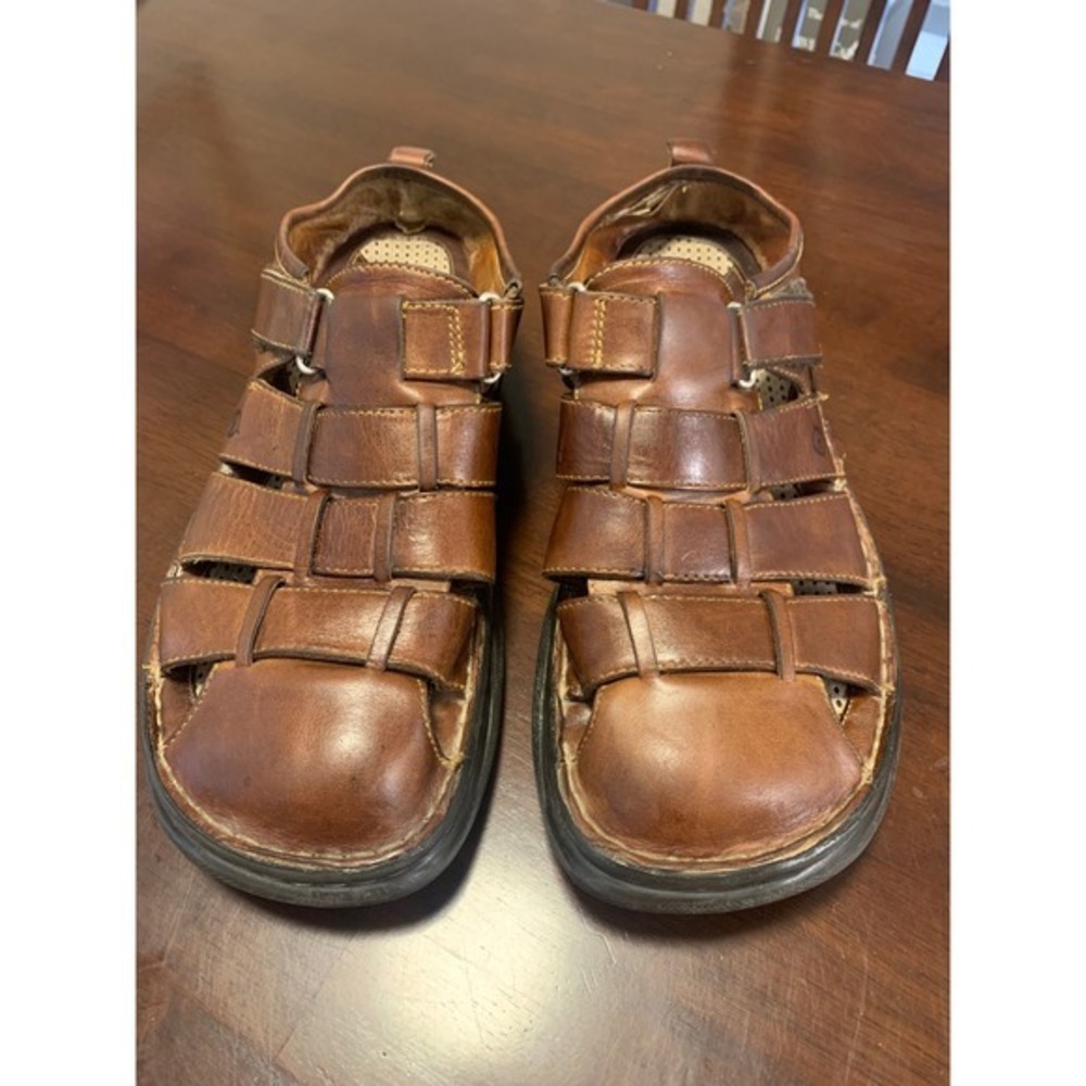 Born  Brown Leather Fisherman Sandals Handcrafted Closed Toe 10/44